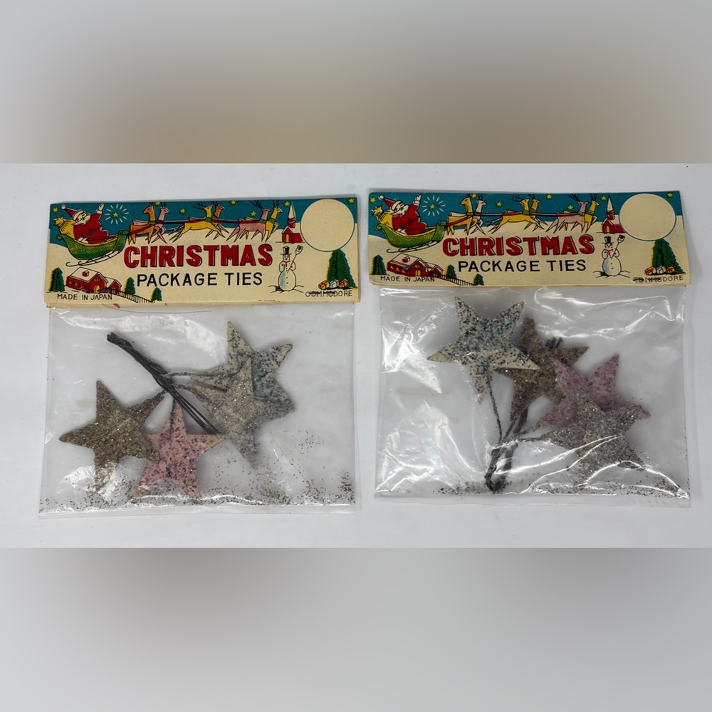 Vintage Christmas Package Ties | Stars | Made in Japan | New in Package
